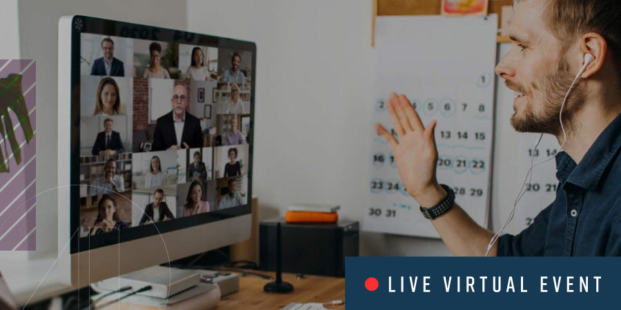 man waving at webinar group on his computer